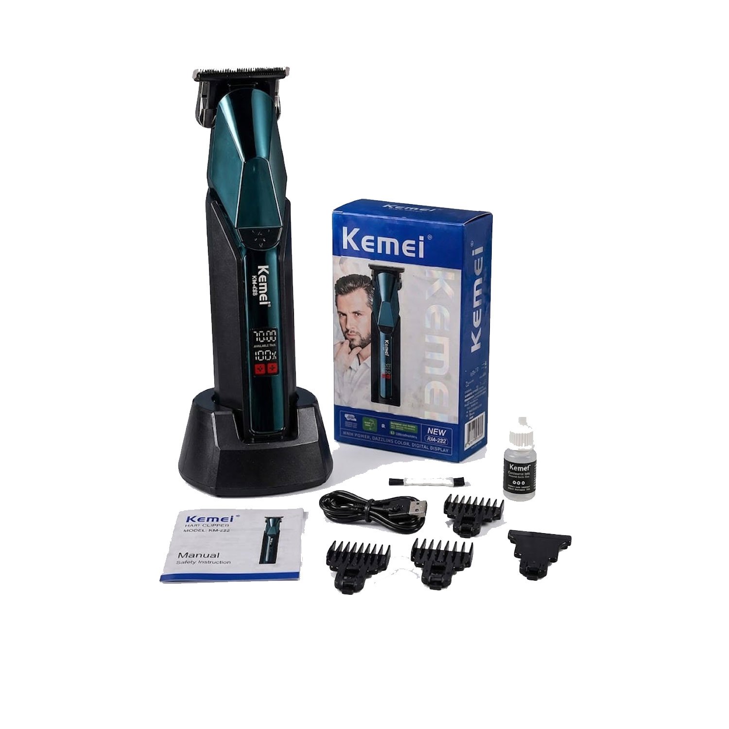 Kemei-Digital-Pro-KM-z22™-ماكينة-الحلاقة-الذكية-بتصميم-الزمرد Kemei Digital Pro KM-z22™: ماكينة الحلاقة الذكية بتصميم الزمرد - الصورة 1